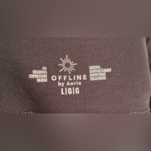 NWT aerie high rise, super flare black leggings with fold over waistband; size L - Picture 6 of 8